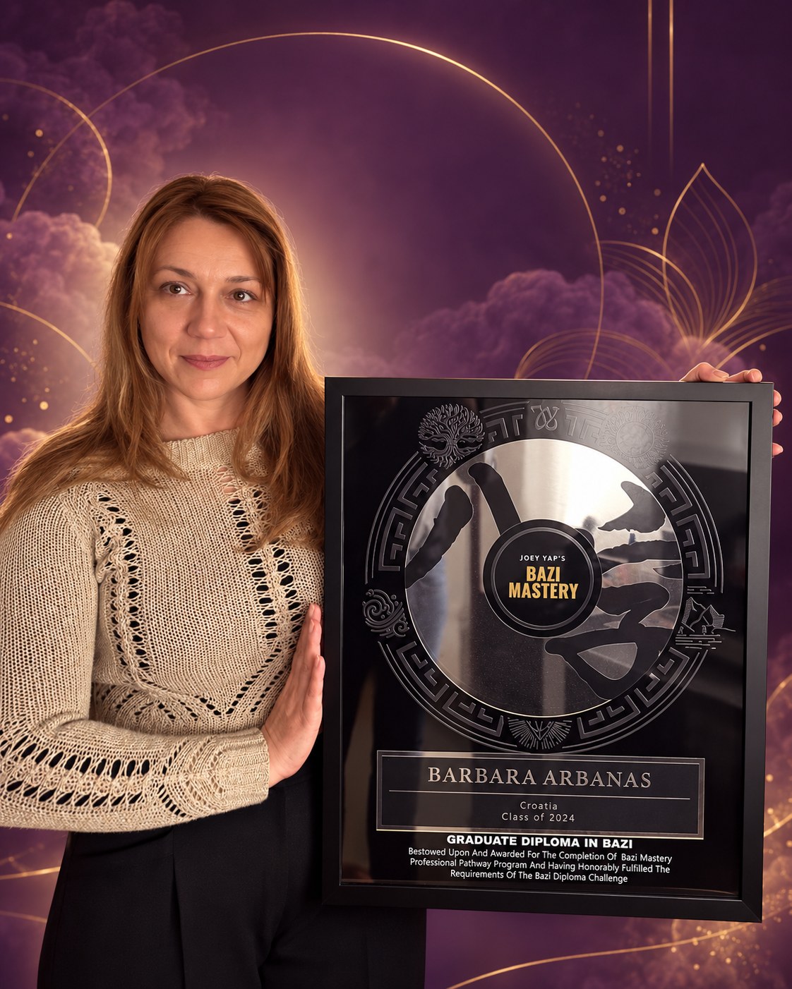 Barbara Arbanas s diplomom BaZi Mastery